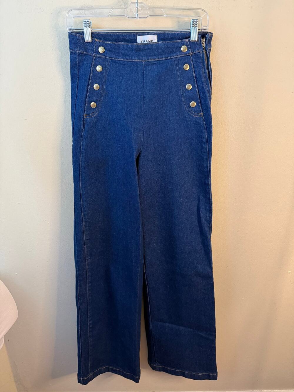 Frame Denim Sailor Snap High Waist Wide Leg Jeans